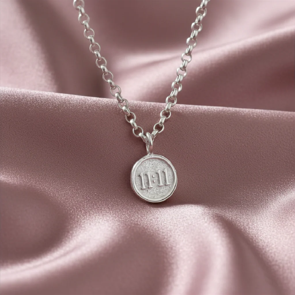 Sterling Silver 11:11 Angel Charm Necklace Angel Number