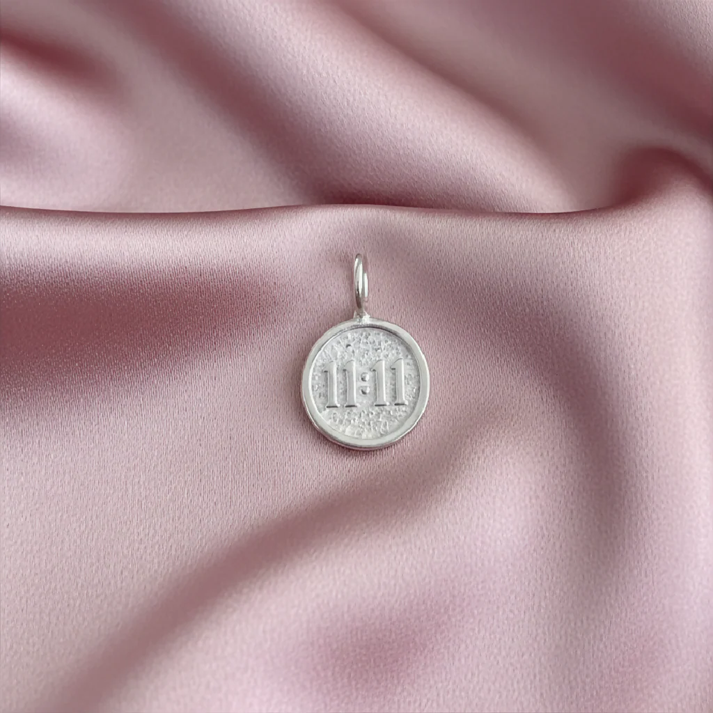 Sterling Silver 11:11 Angel Charm Necklace Angel Number - Image 2