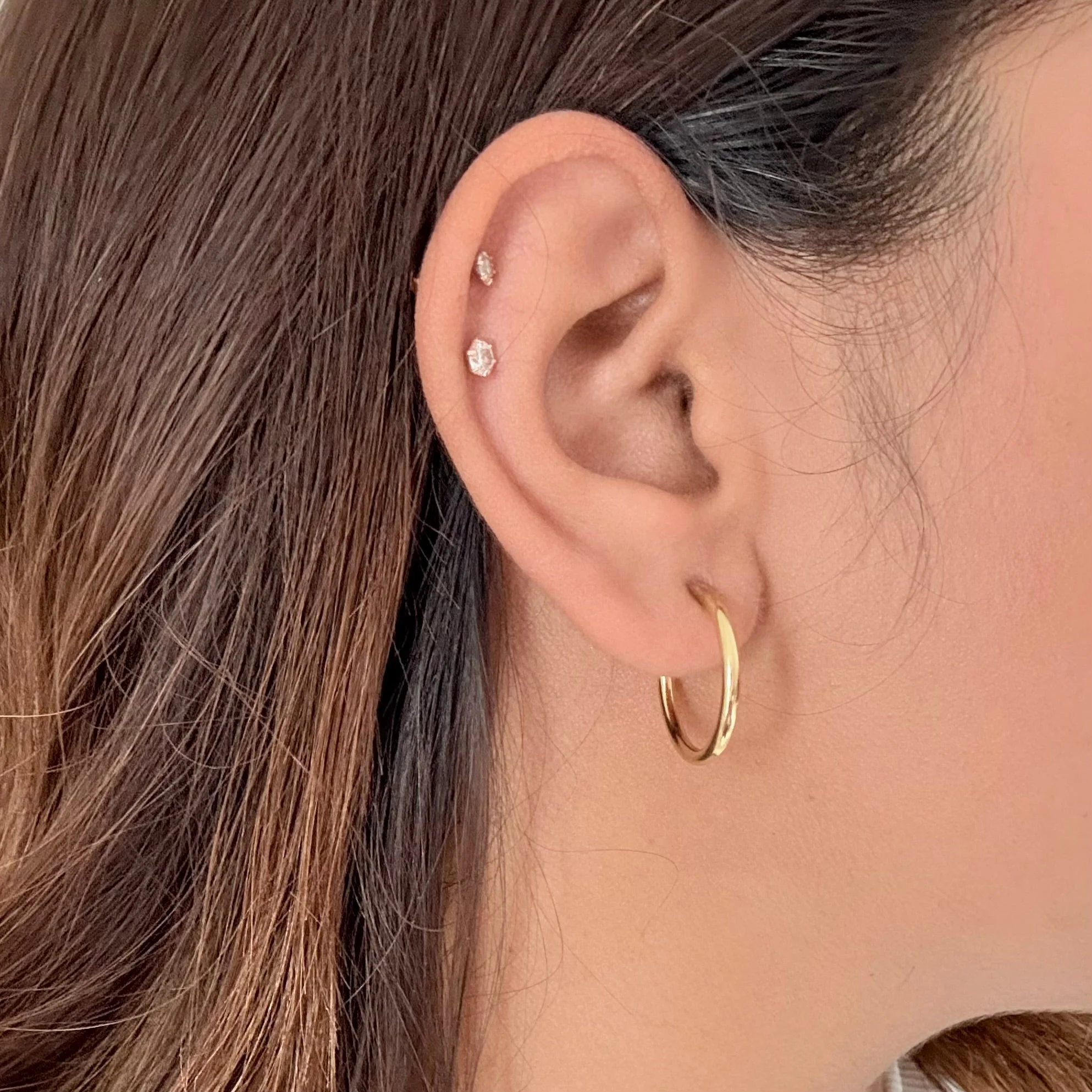 18k Gold Plated Sterling Silver Medium Sized Solid Round Everyday Hoops