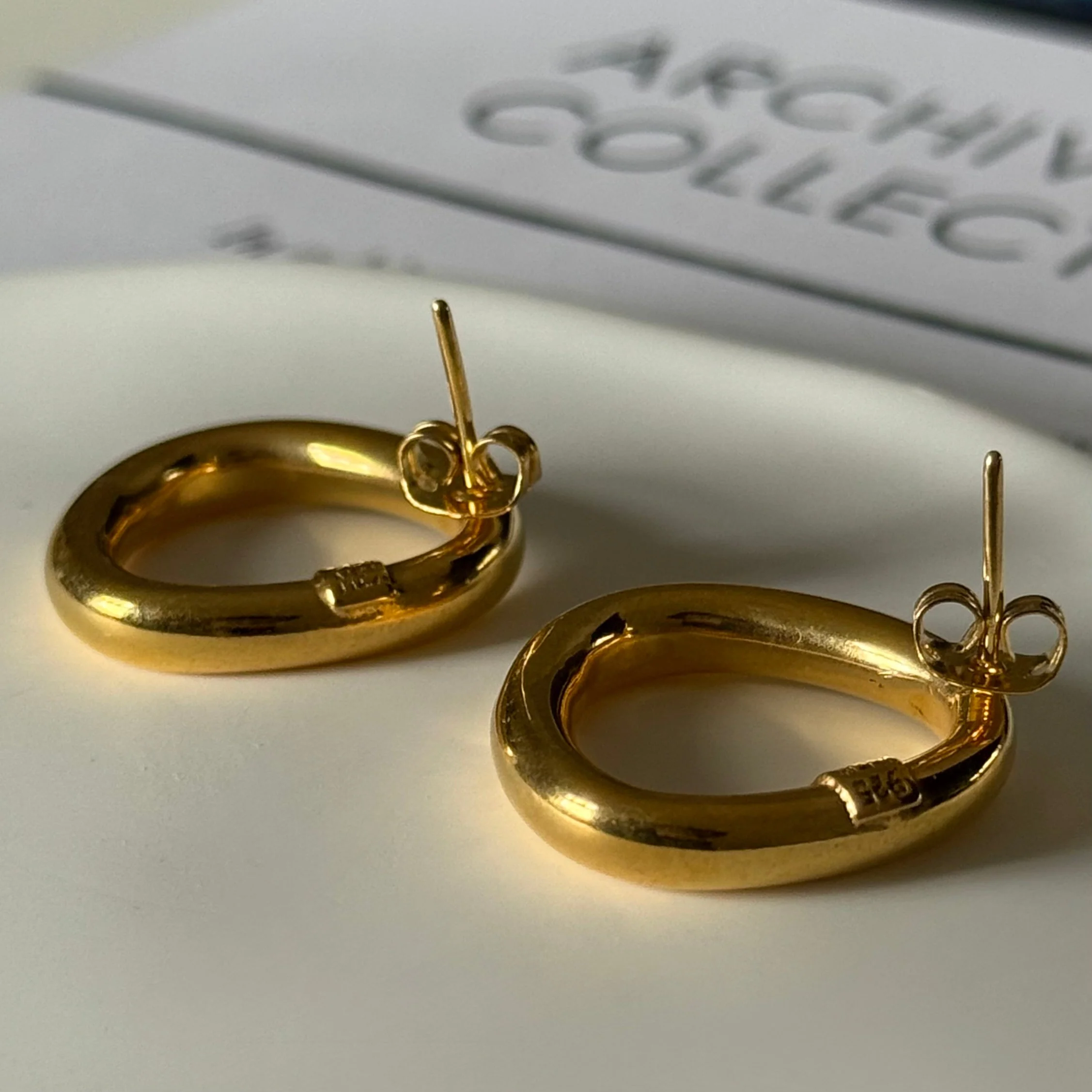 18k Gold Plated Sterling Silver Triangle Shaped Stud Earrings - Image 5