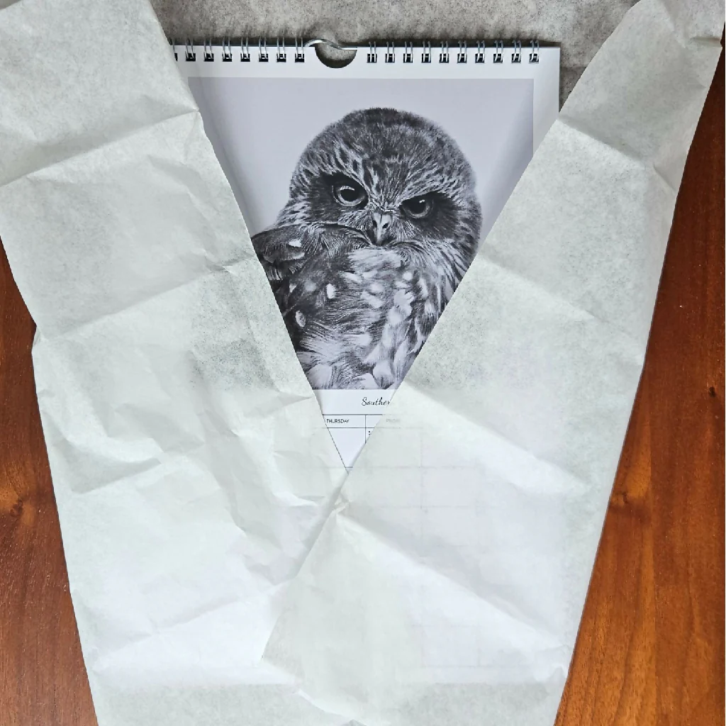 2026 Owl Calendar, A4 size in black and white - Image 3