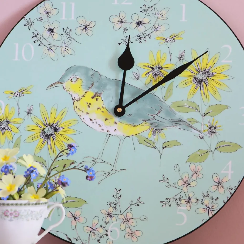 36 cm Songbird Wall Clock-Egg Shell Blue - Image 2