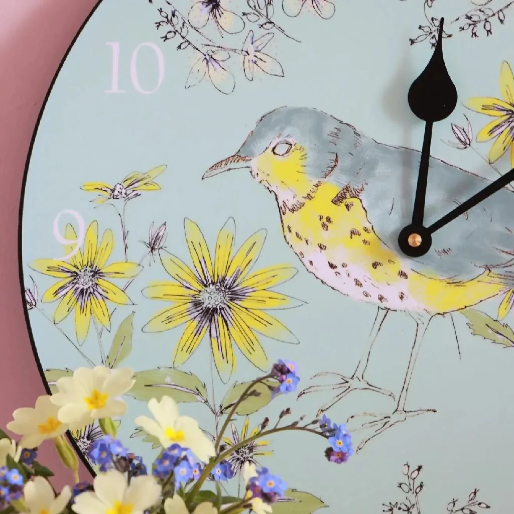 36 cm Songbird Wall Clock-Egg Shell Blue - Image 3