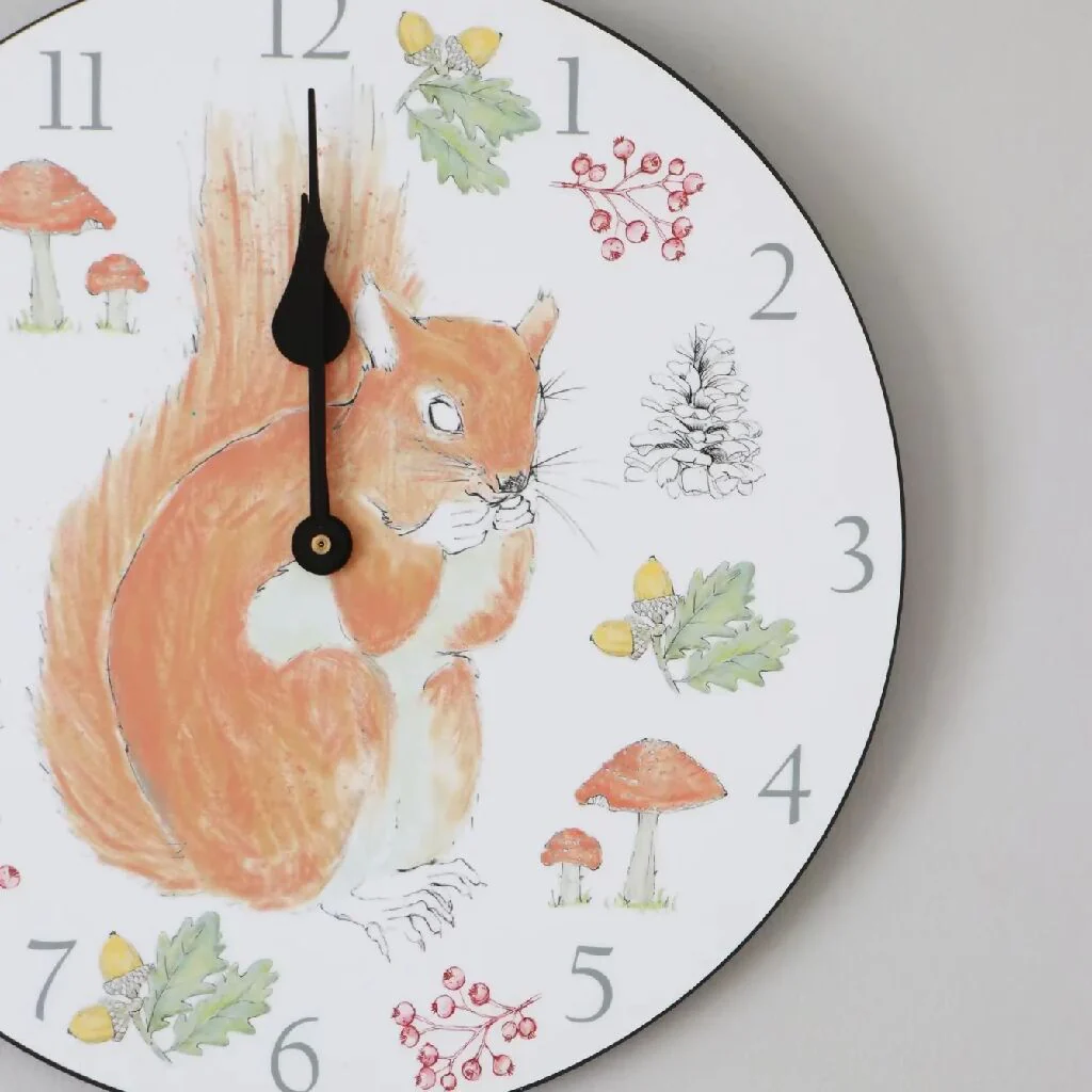 36cm Woodland Squirrel Wall Clock - Image 2