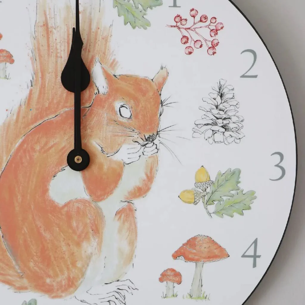 36cm Woodland Squirrel Wall Clock - Image 3