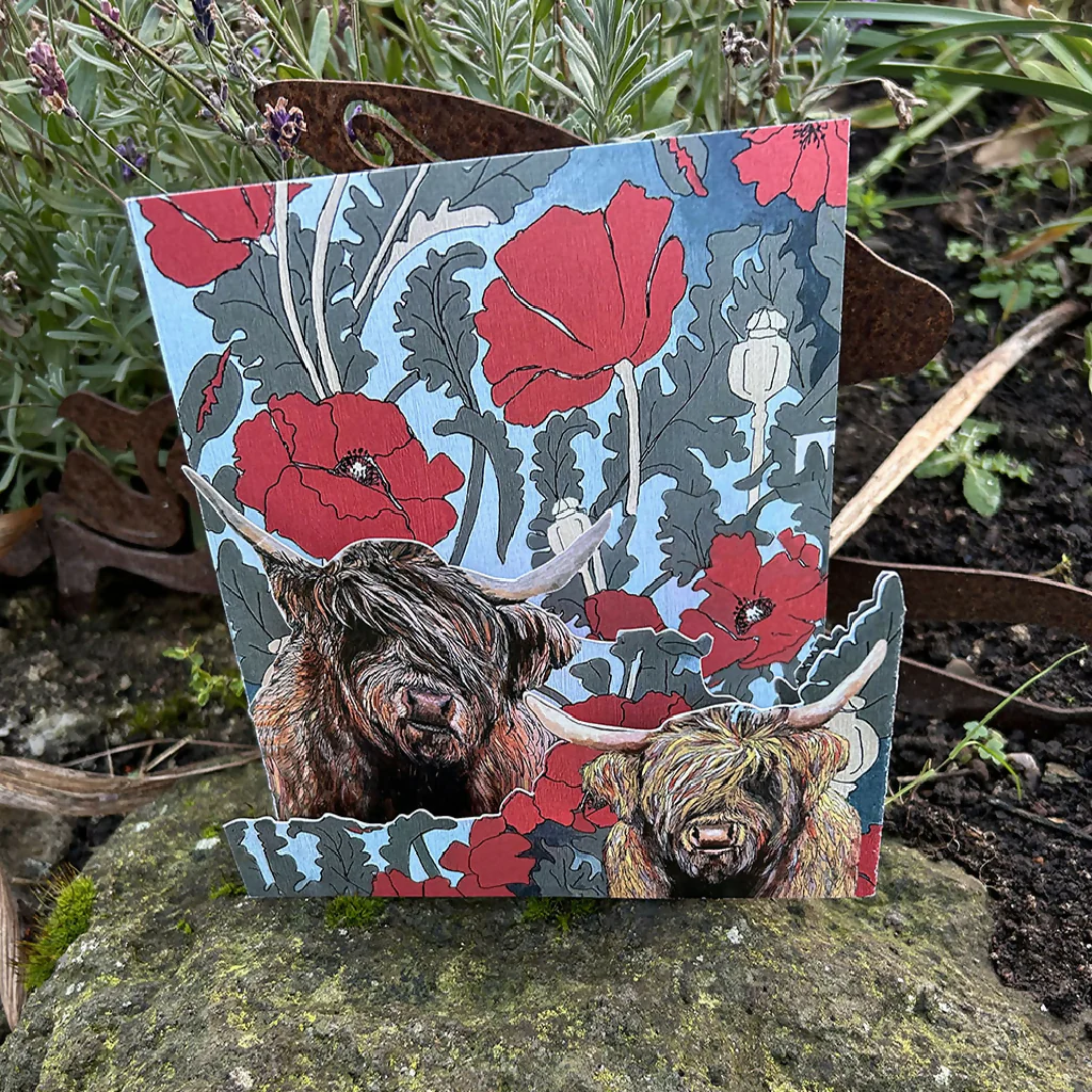 3D Highland Cow Card