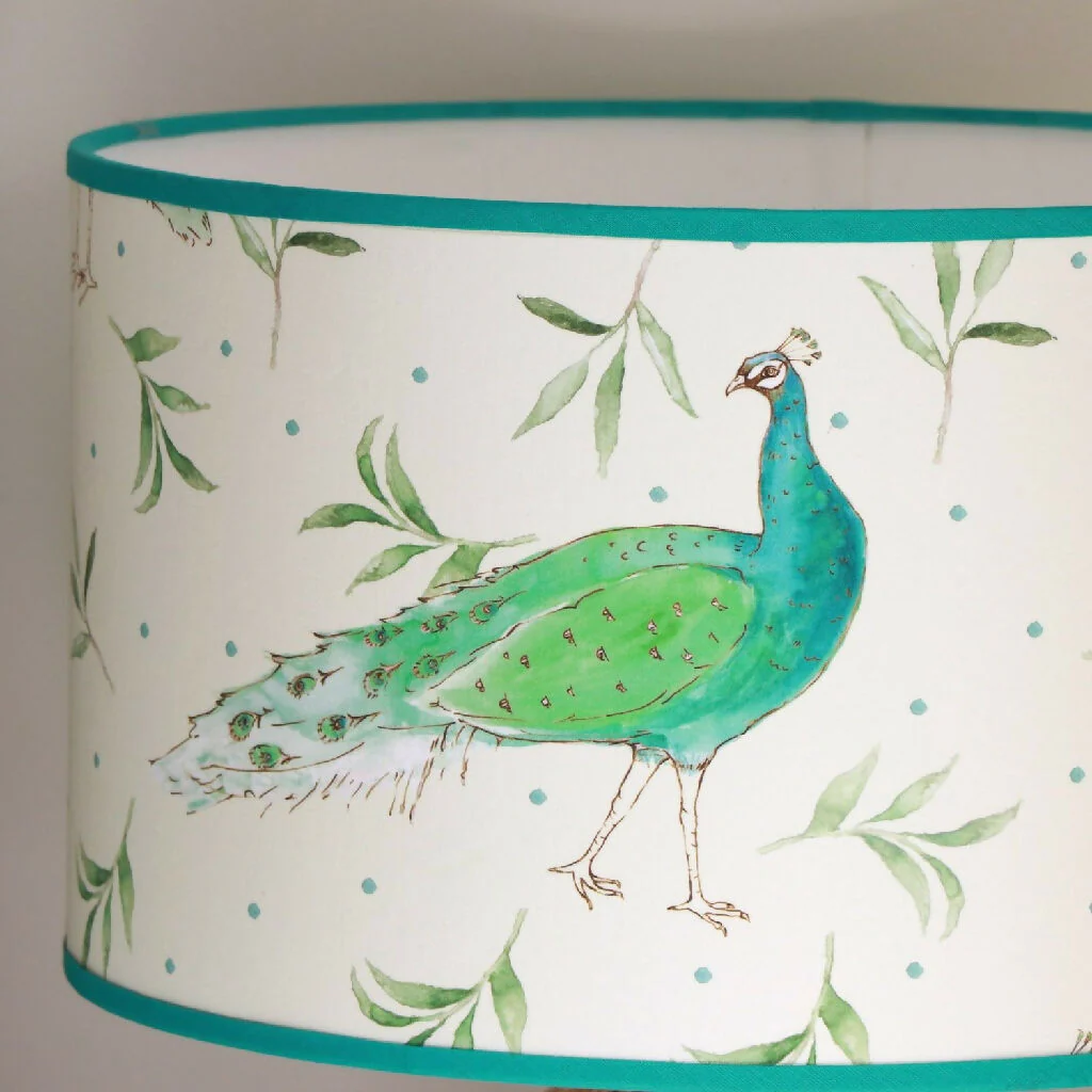 40cm Olive and Dot Peacock Table Lampshade - Image 2