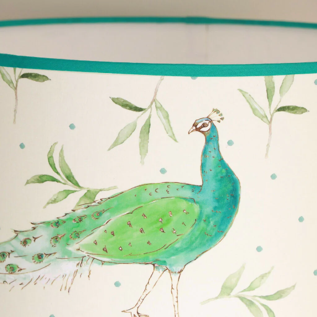 40cm Olive and Dot Peacock Table Lampshade - Image 3