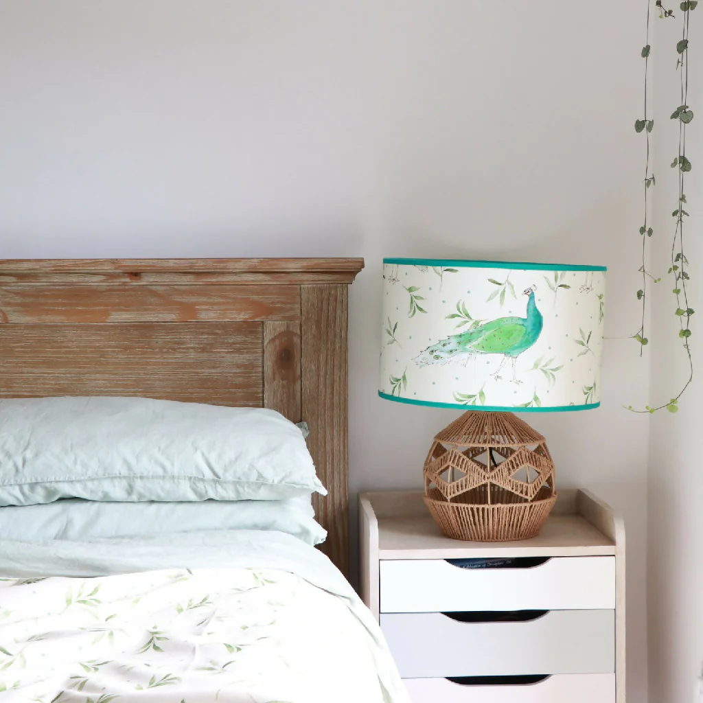 40cm Olive and Dot Peacock Table Lampshade - Image 4