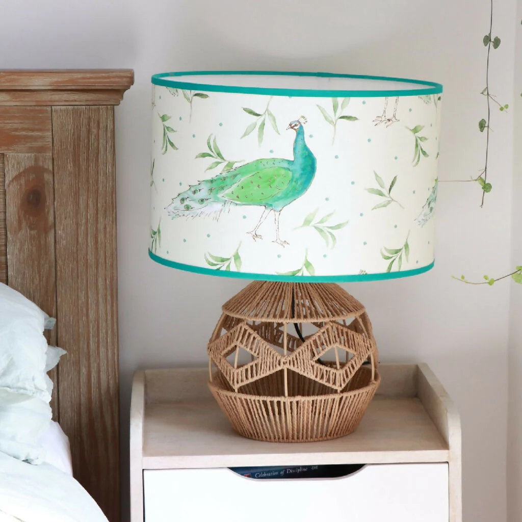 40cm Olive and Dot Peacock Table Lampshade - Image 5