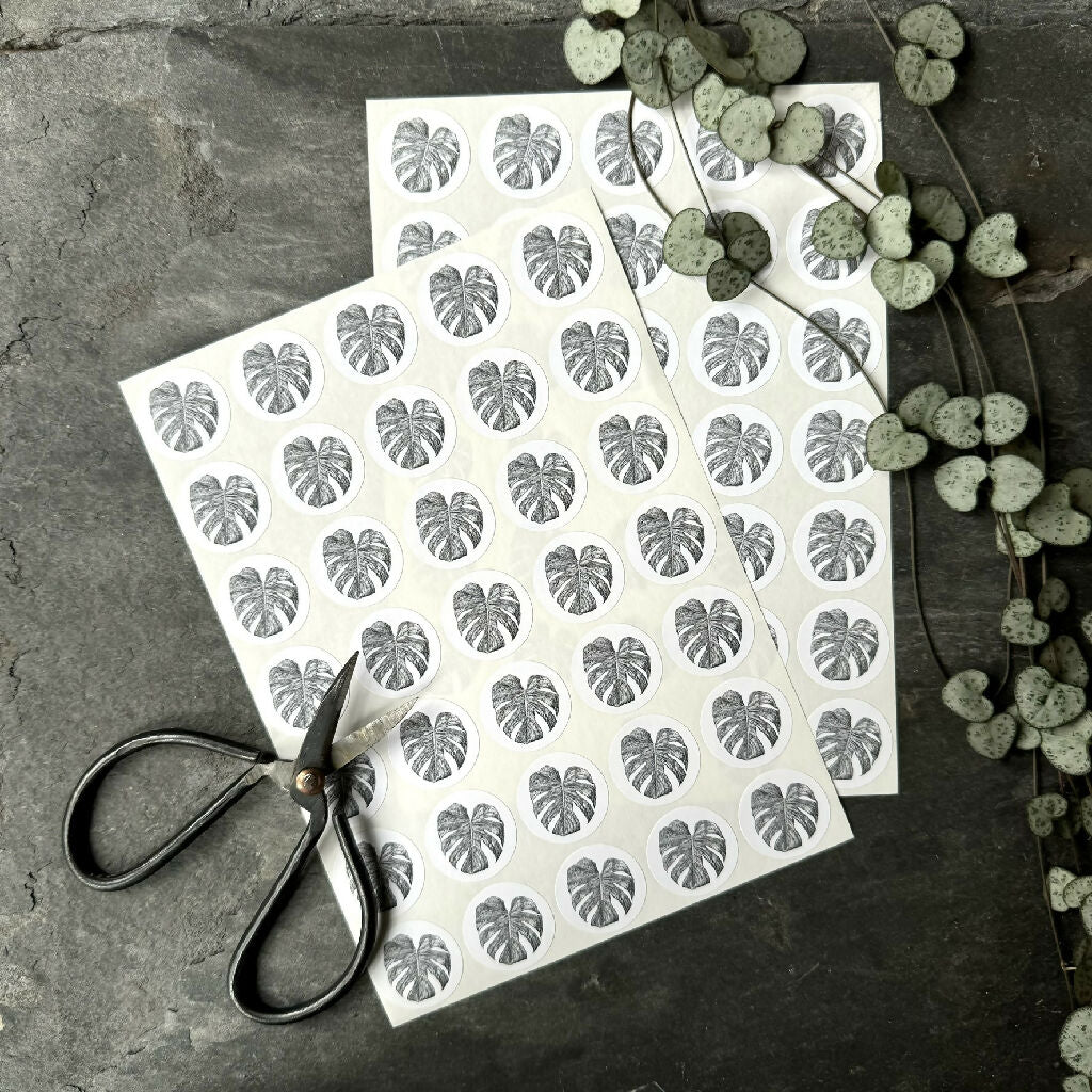 70 Mini Monstera Stickers - (35 per sheet) - Image 2