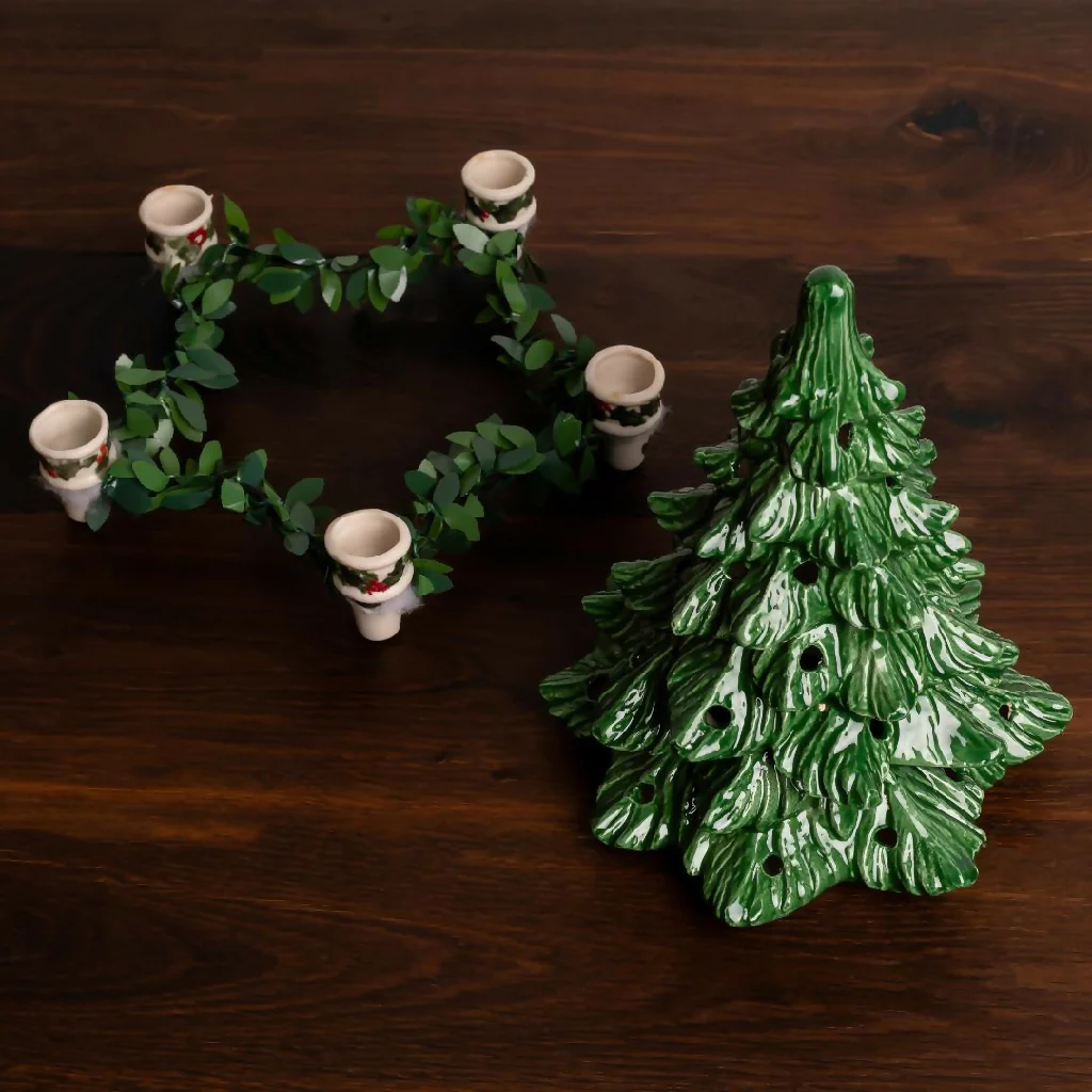 8” Christmas Tree with Separate Star Candle Base - Image 2