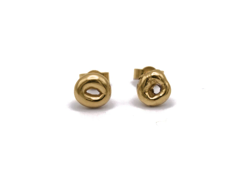 9ct Gold Mini Molten Donut Studs - Image 4