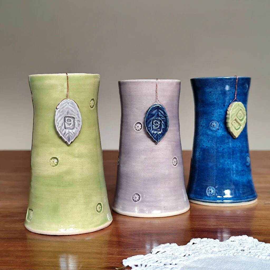 9th Pottery Anniversary Handmade Vase With Ceramic Tag - Image 5
