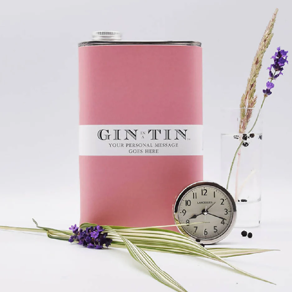 A Personalised Pink Tin Of Gin | 50cl Tin
