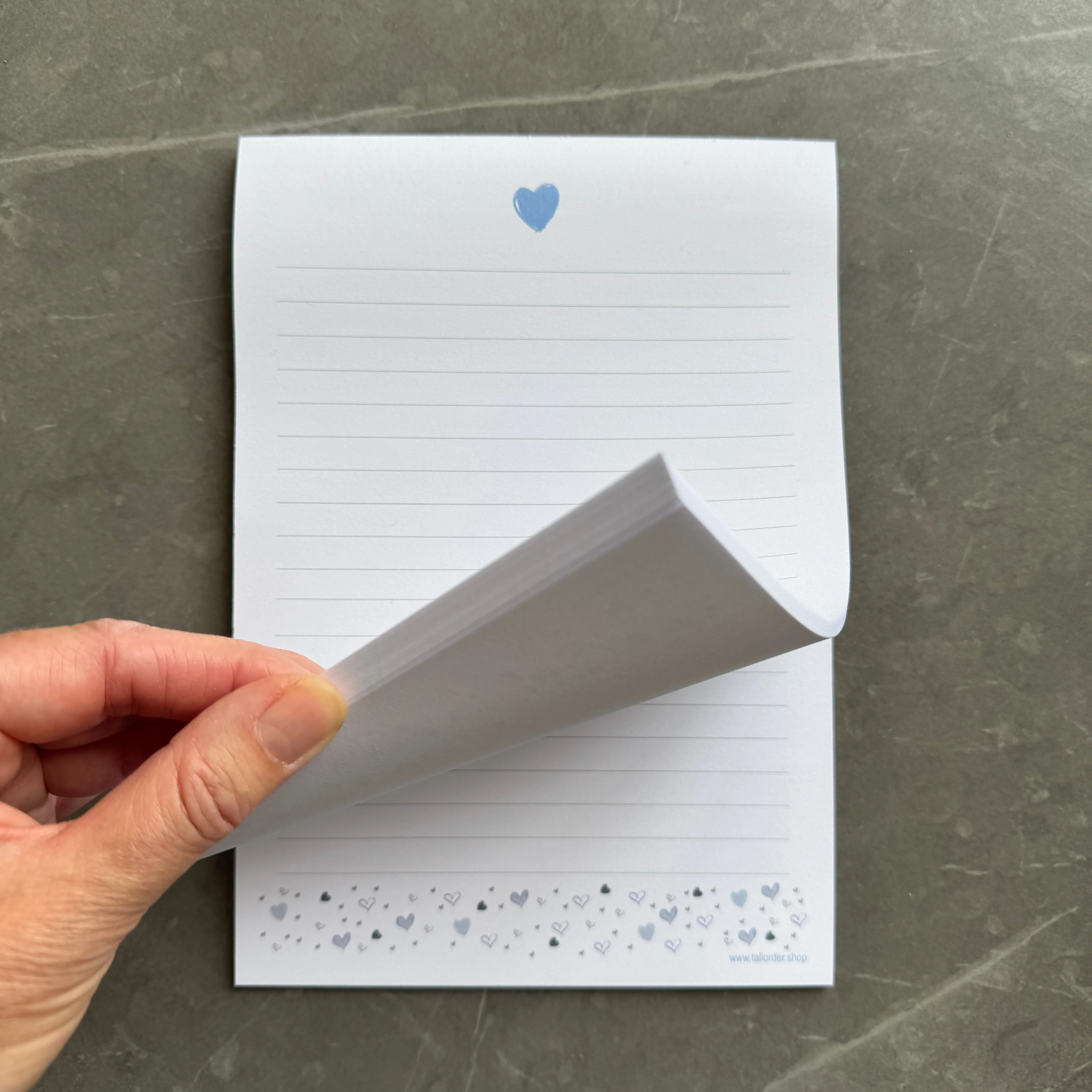 A5 Blue Love Heart Notepad - Image 2