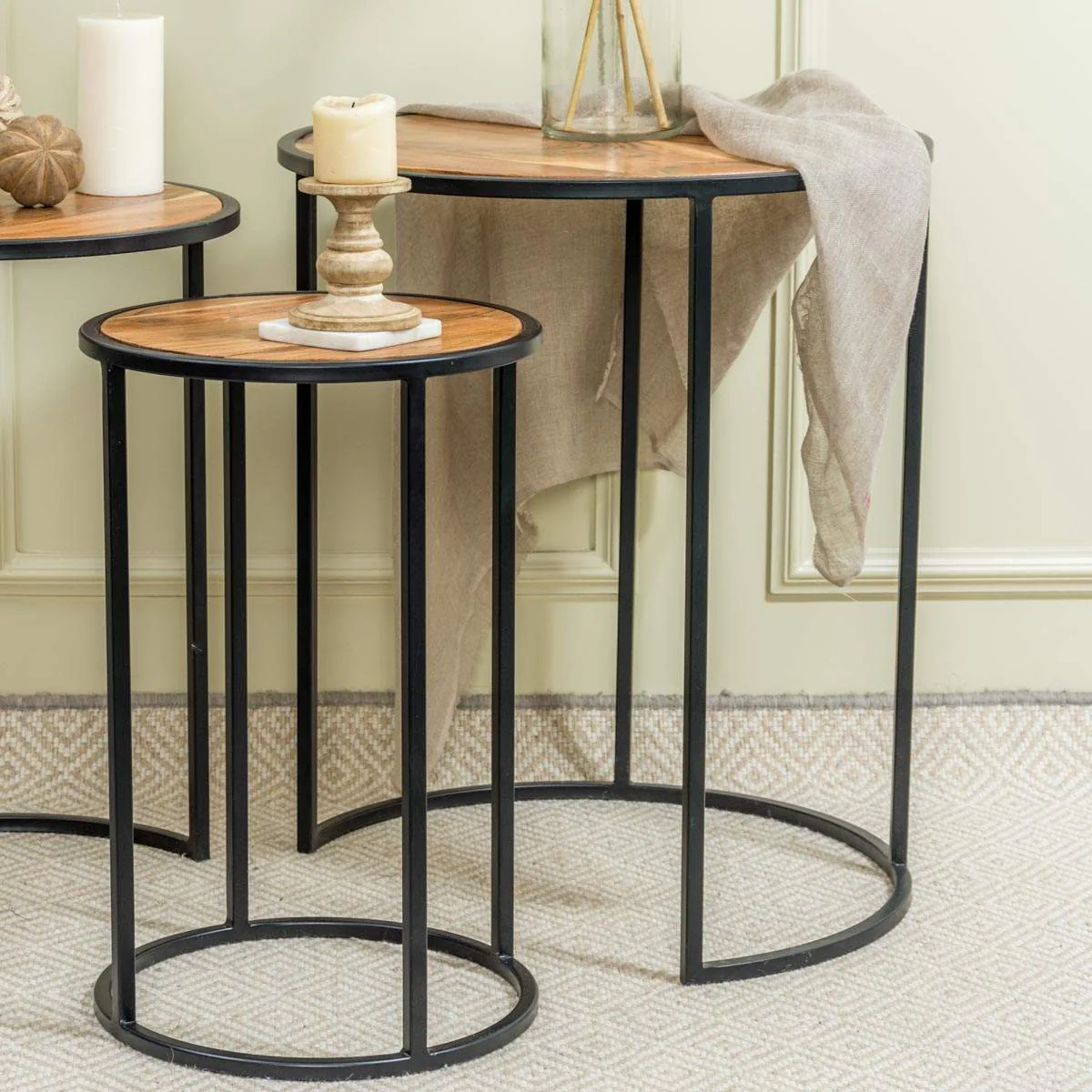 Acacia Wood Side Tables - Image 3