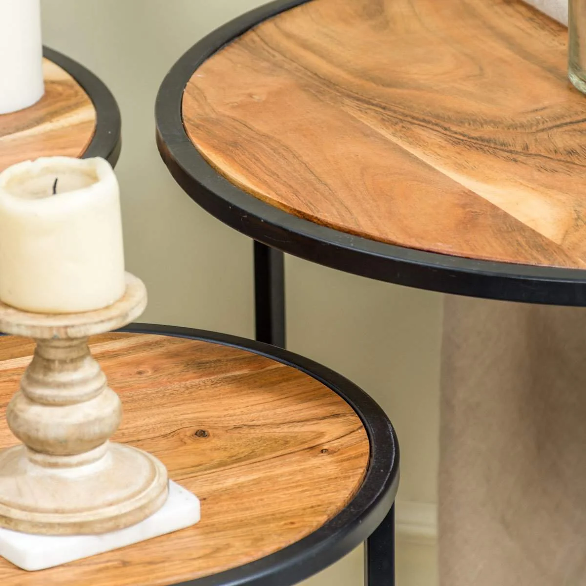 Acacia Wood Side Tables - Image 4