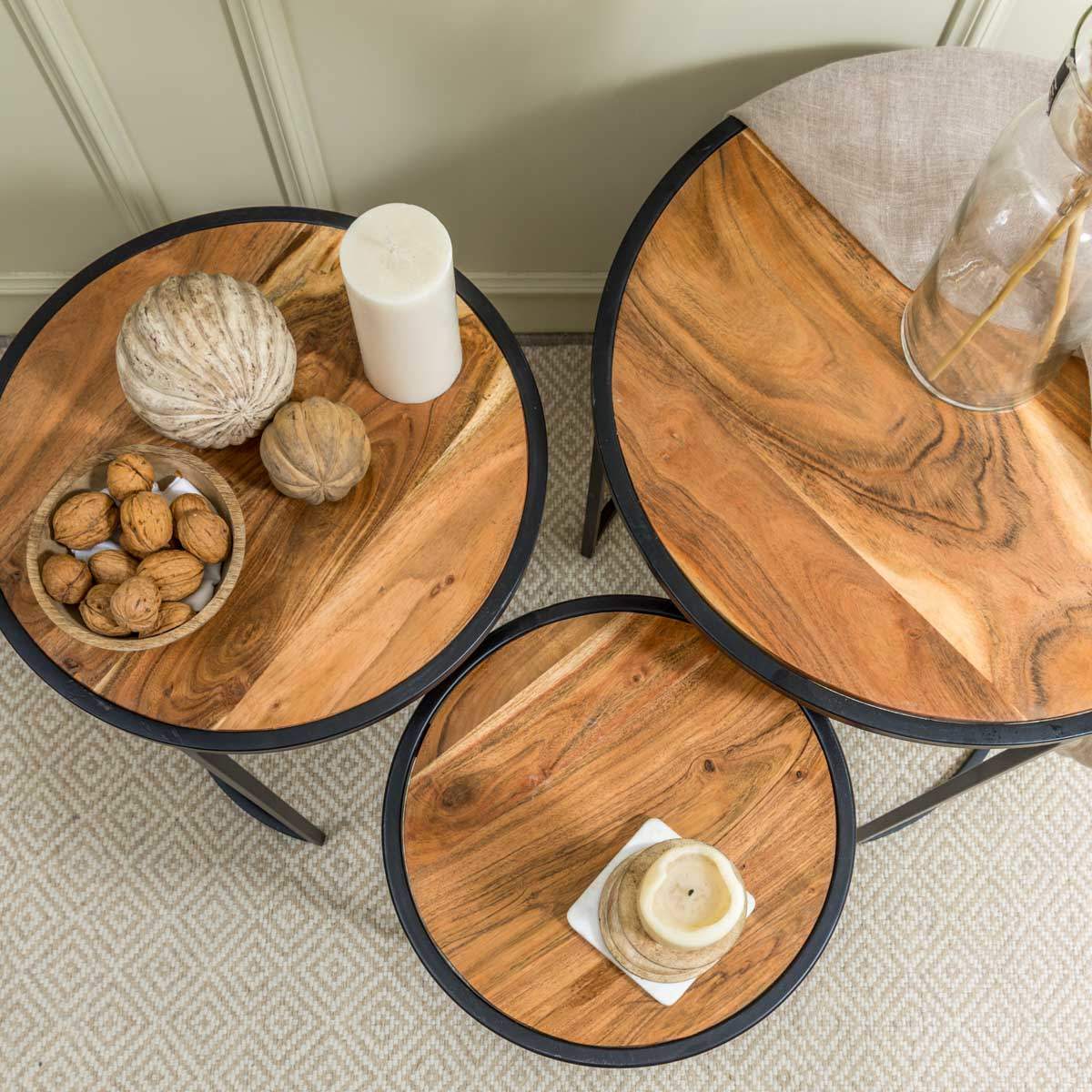 Acacia Wood Side Tables - Image 5
