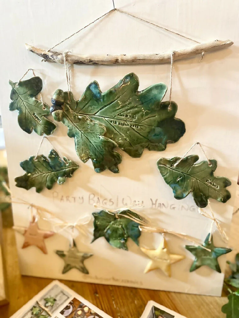 Double Oak leaf with acorn sculpture - Hand sculpted Personalised Ceramic Wall Hanging, wedding gift - MADE TO ORDER - Image 7