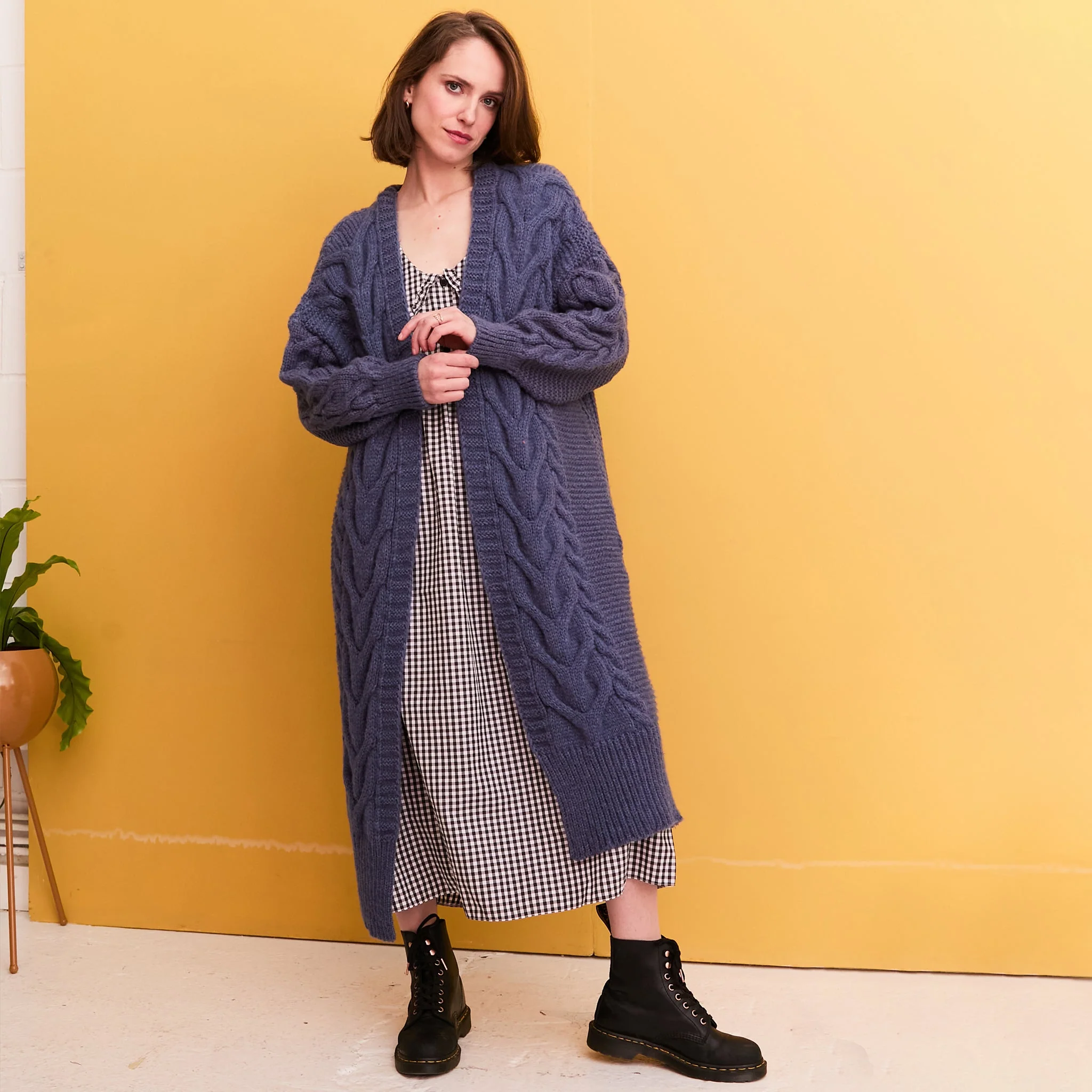 Alex Cable Balloon Sleeve Maxi Cardigan - Denim - Image 3