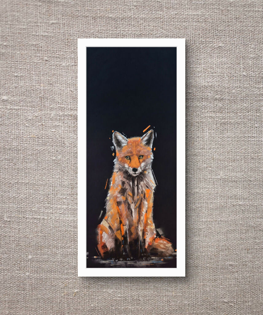 Amber Patience Fox Giclee Fine Art Print with Navy Background - Image 3