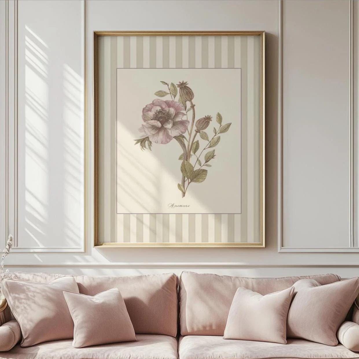 Anemone Botanical Illustration Flower Gallery Wall Art Vintage Garden Floral - Image 3