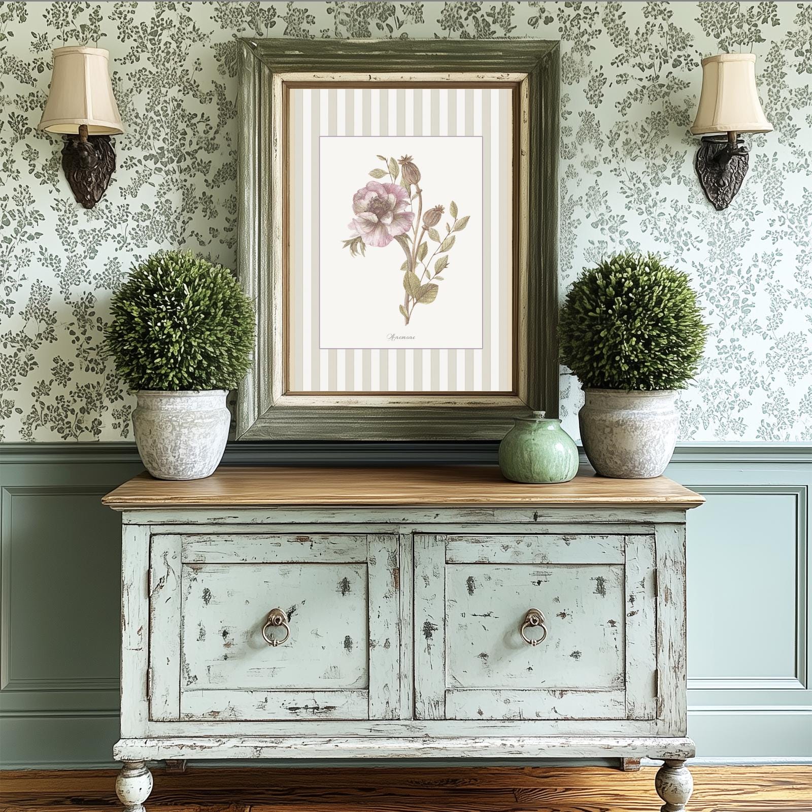 Anemone Botanical Illustration Flower Gallery Wall Art Vintage Garden Floral - Image 6