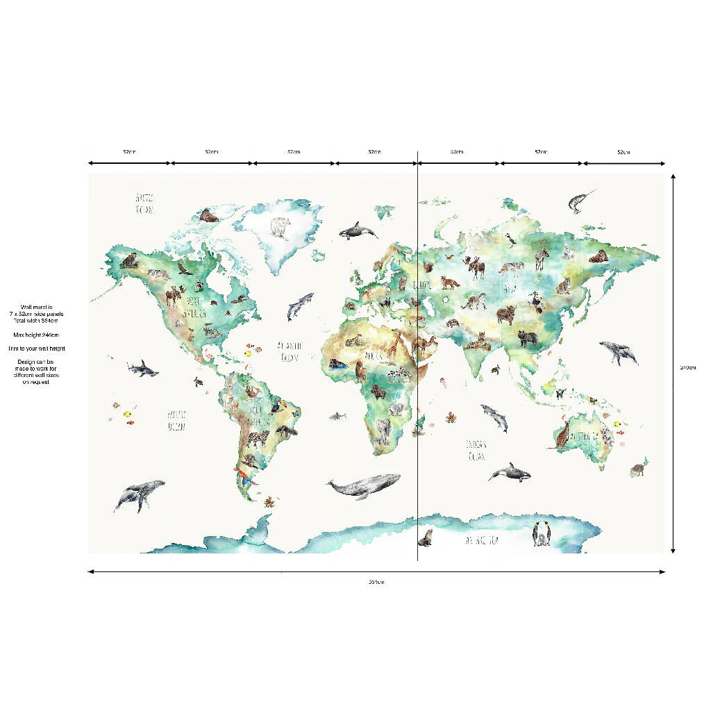 Animal World Map Mural Wallpaper - Image 3