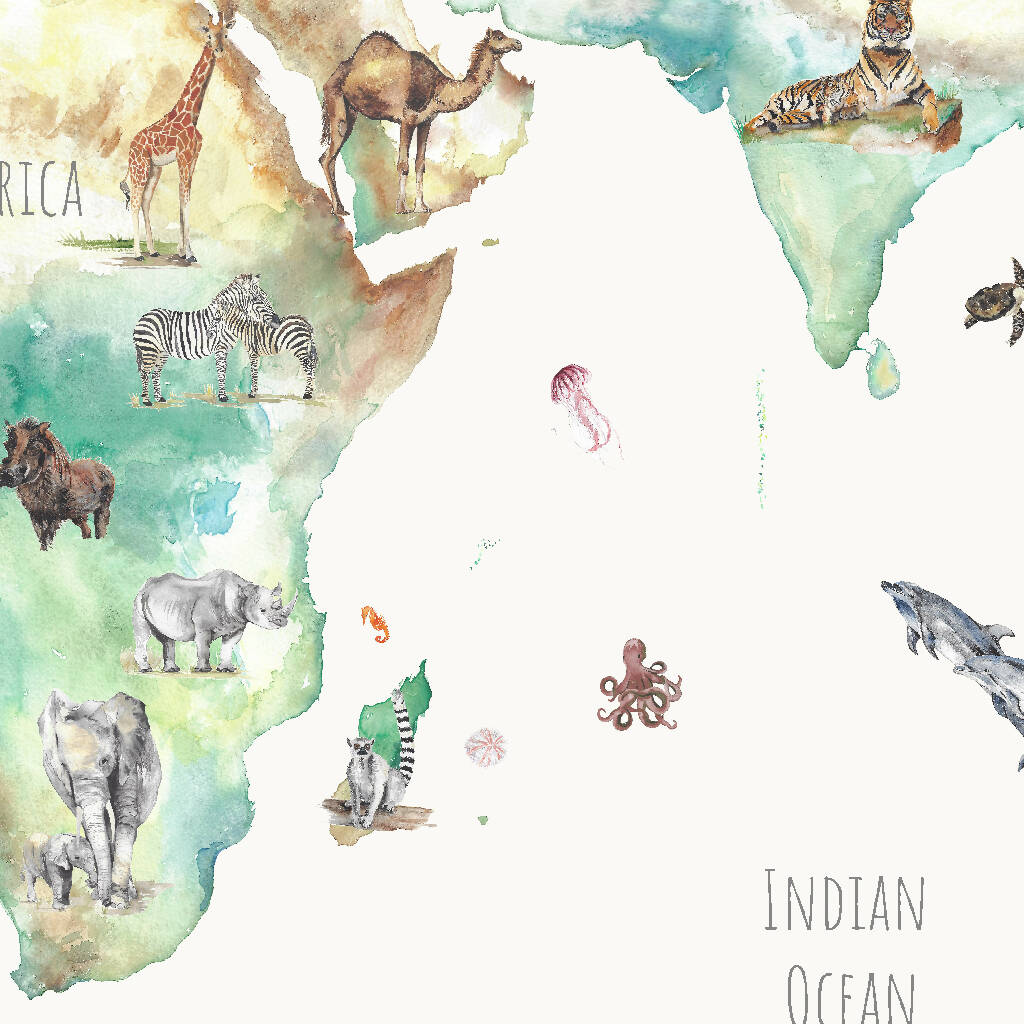 Animal World Map Mural Wallpaper - Image 5