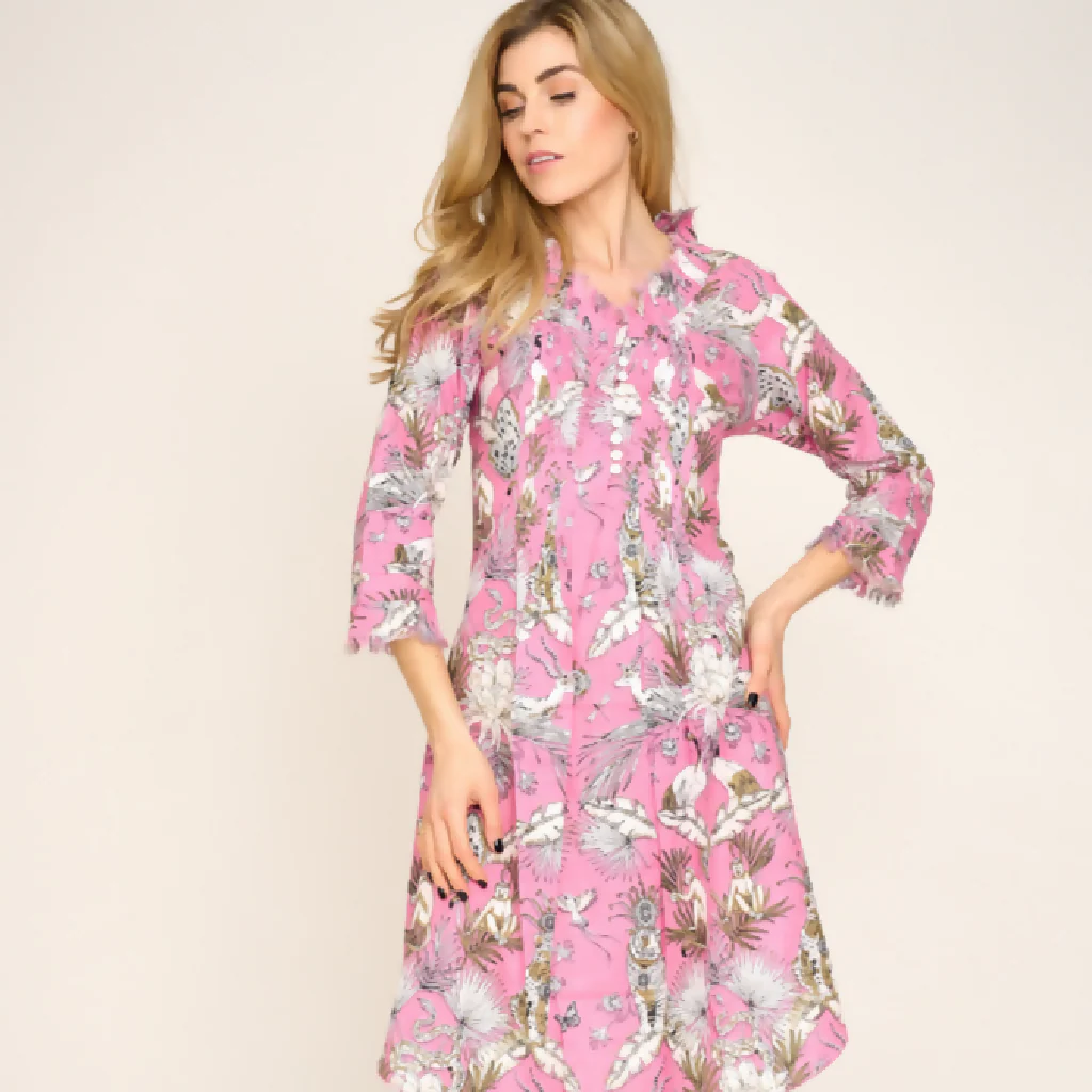 Annabel Cotton Tunic in Pink Tropical