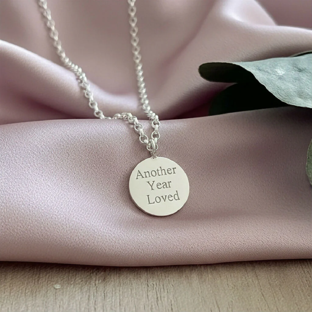 Another Year Loved -Sterling Silver Disc Pendant