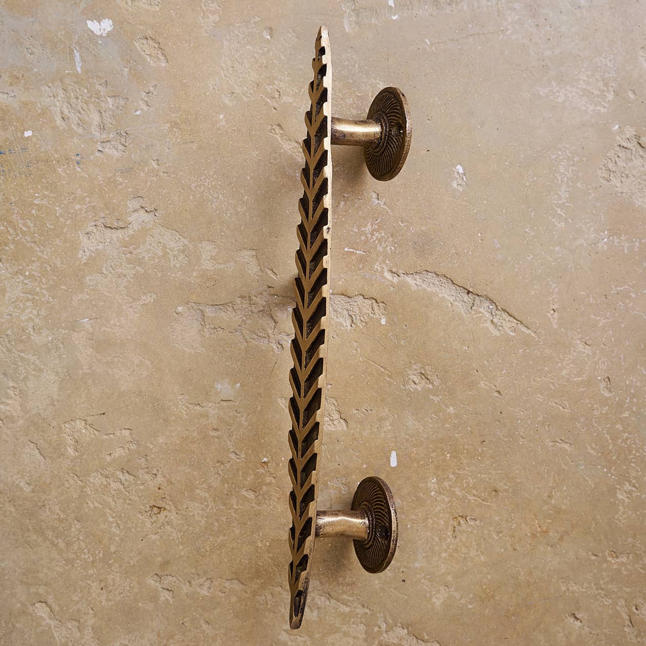 Antique Brass Door Pull - Leaf Shape - Image 2