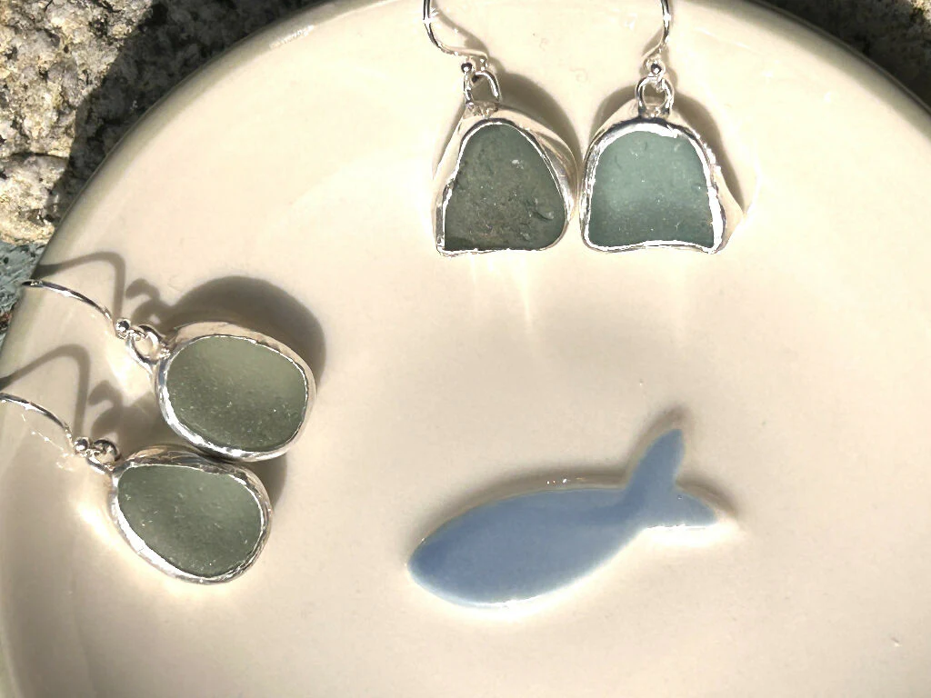 Aqua blue Seaglass earrings