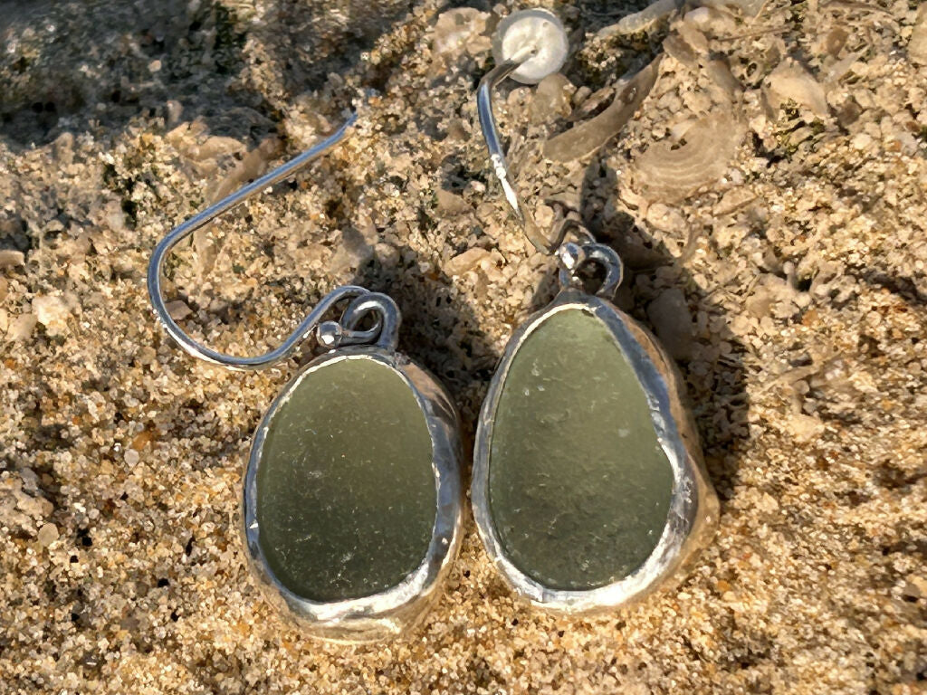 Aqua blue Seaglass earrings - Image 2