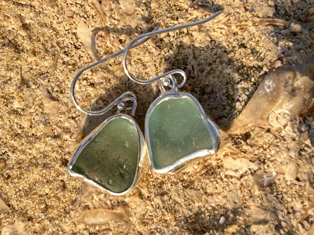 Aqua blue Seaglass earrings - Image 3