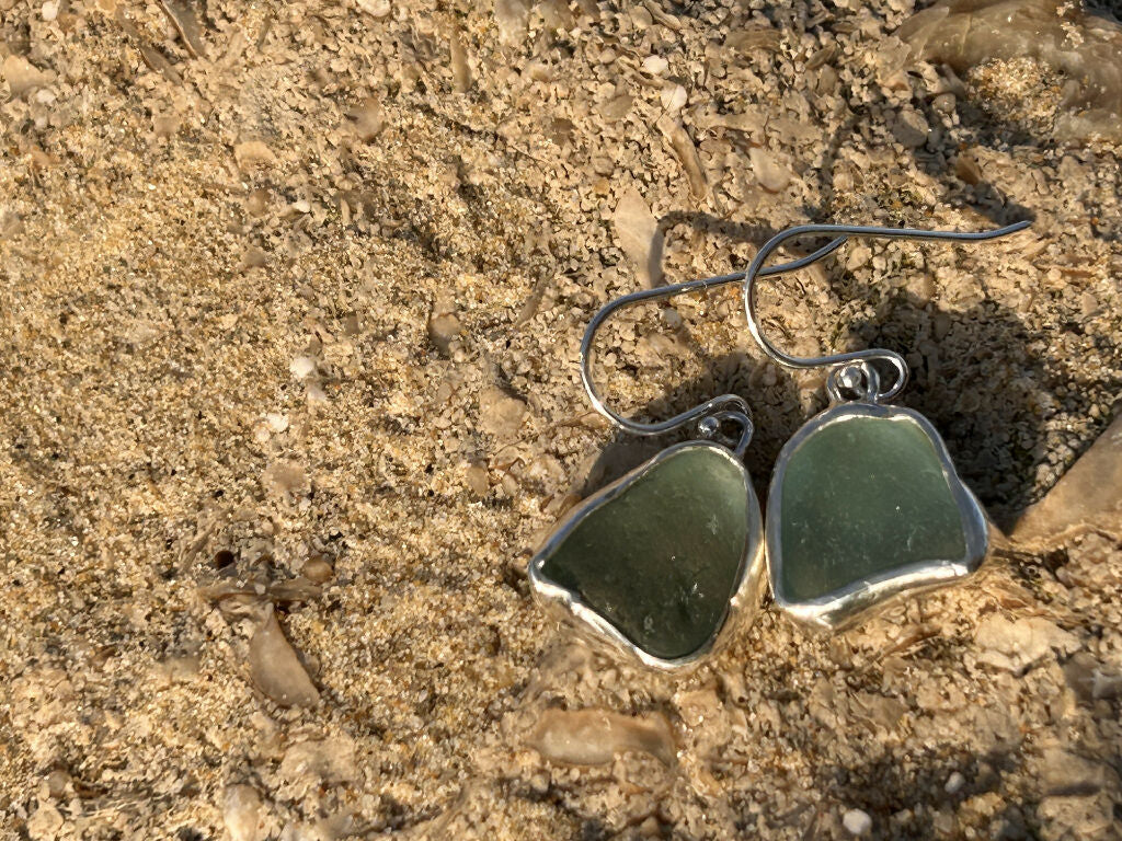Aqua blue Seaglass earrings - Image 4