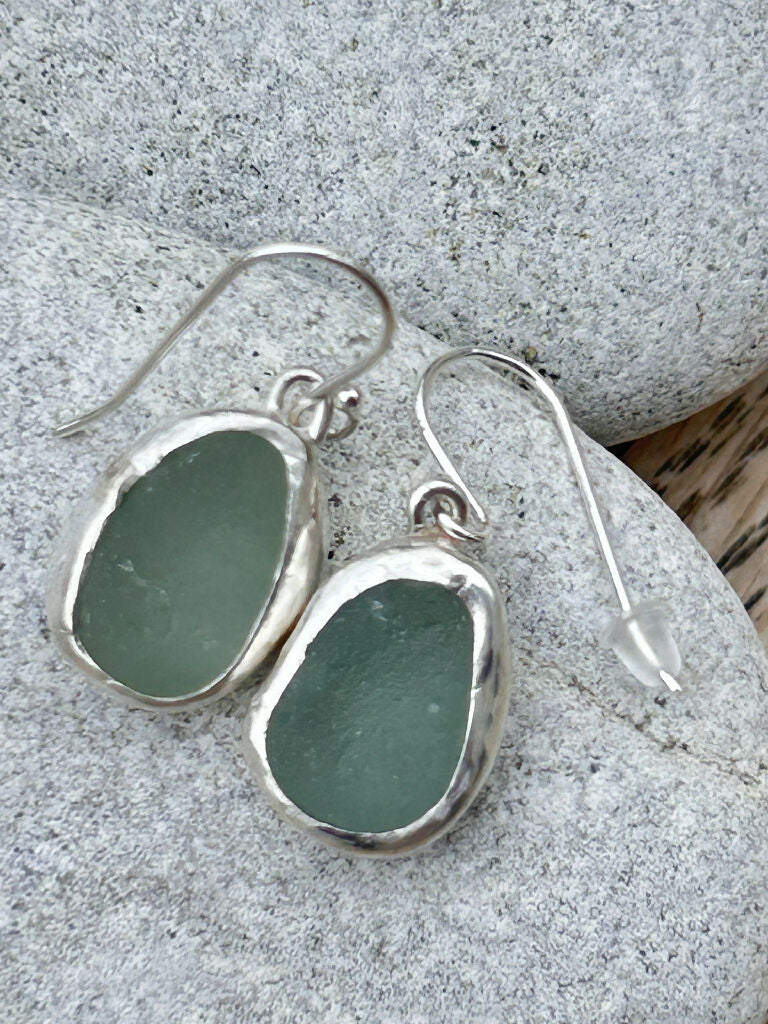 Aqua blue Seaglass earrings - Image 2