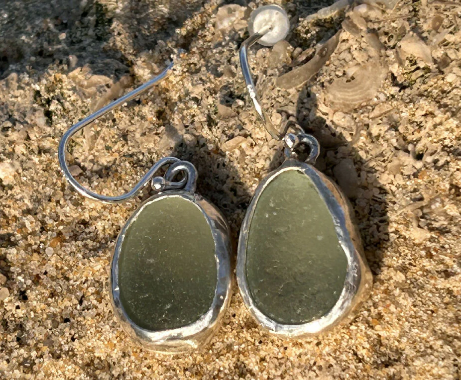 Aqua greeny blue Seaglass earrings