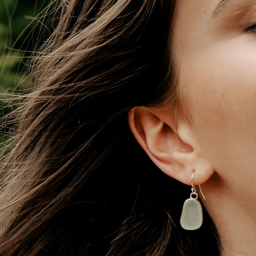 Aqua Sea Glass Earrings - Image 2