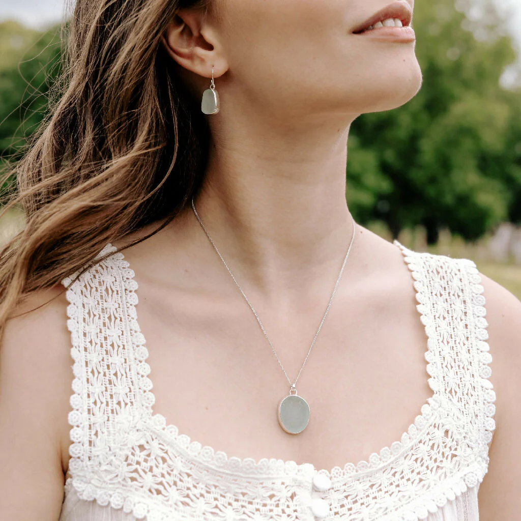 Aqua Sea Glass Earrings - Image 4