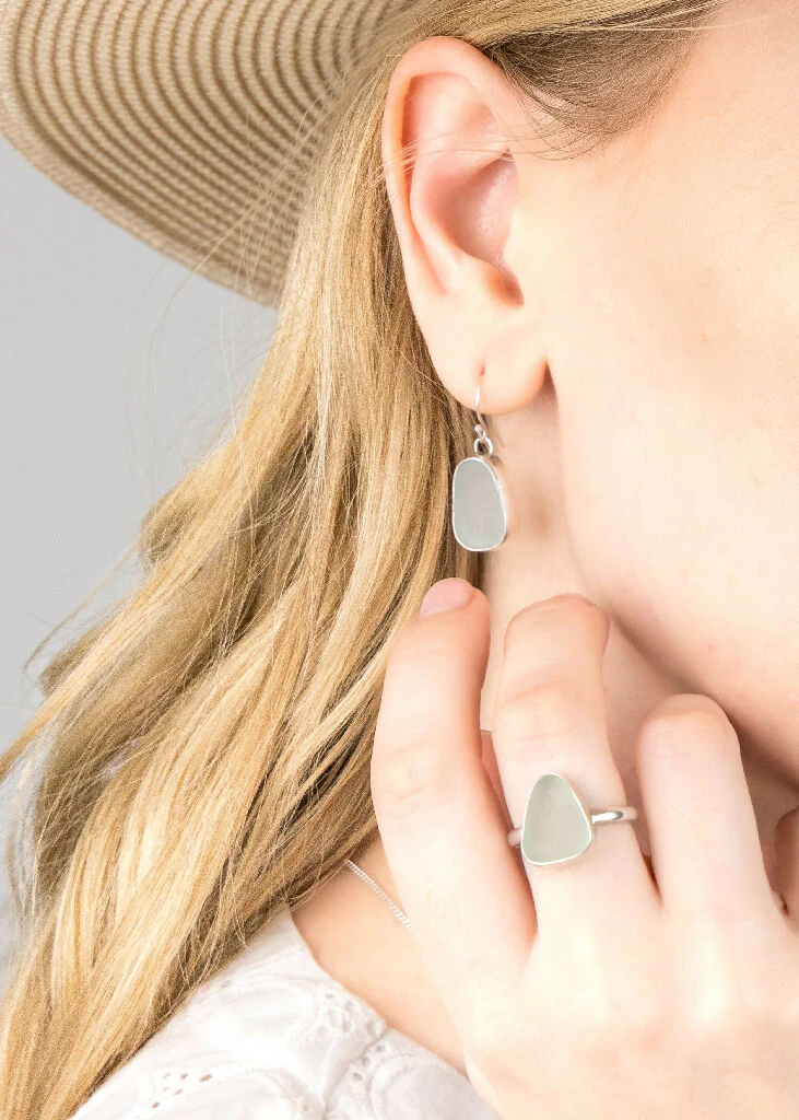 Aqua Sea Glass Earrings - Image 6