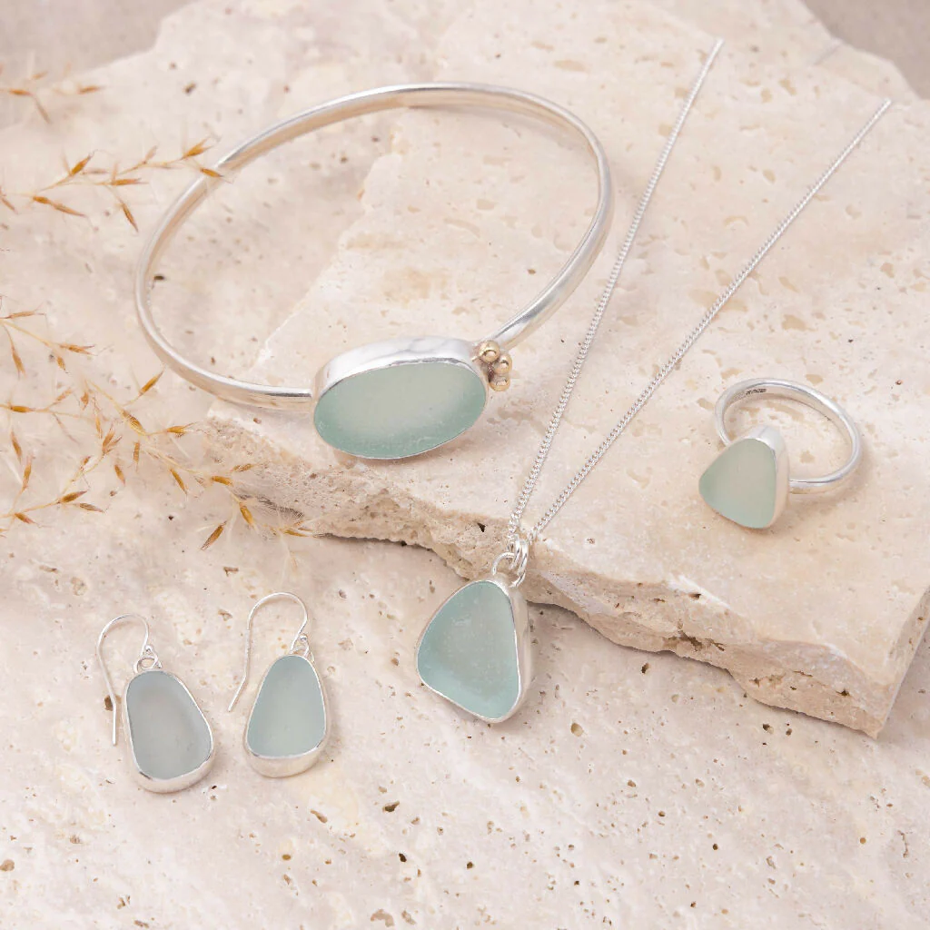 Aqua Sea Glass Earrings - Image 7