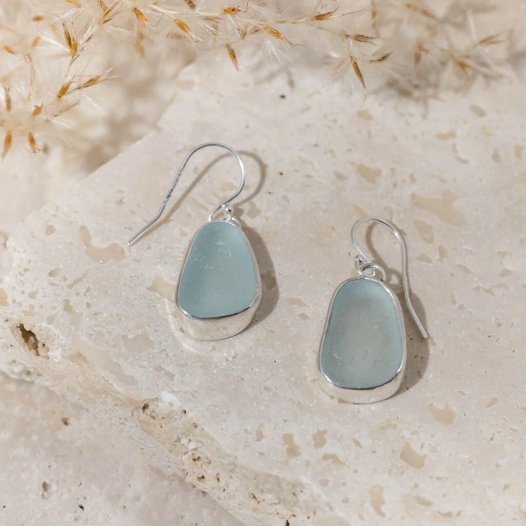 Aqua Sea Glass Earrings - Image 9