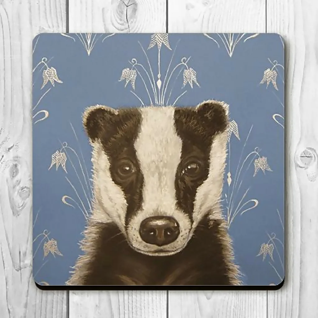 Art Nouveau Badger Wooden Coaster - Image 3