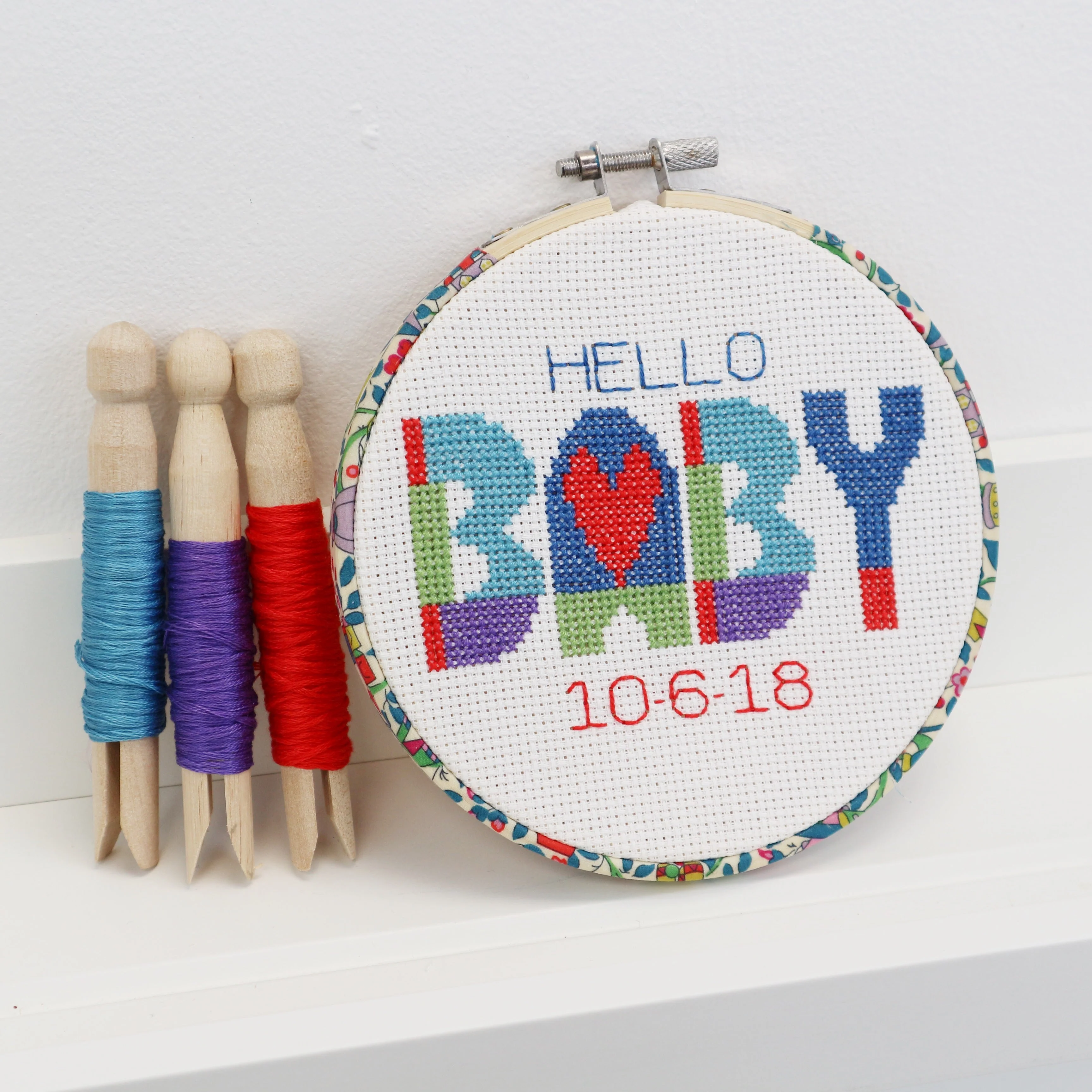 Baby, Embroidery Hoop Wall Hanging, Cross Stitch Kit - Image 2
