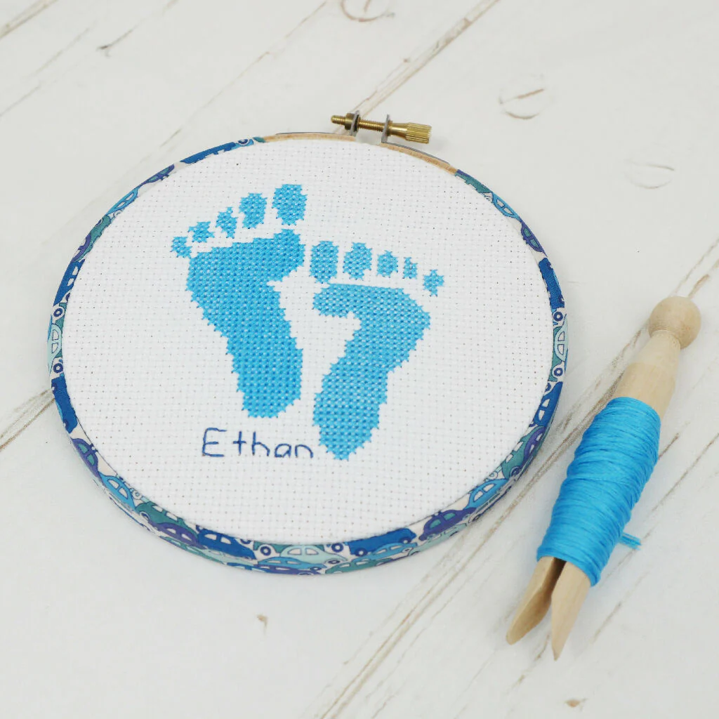 Pink 'Baby Feet' Cross Stitch Hoop Kit - Image 4