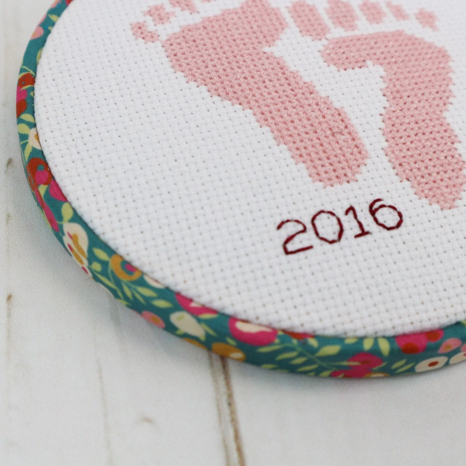 Pink 'Baby Feet' Cross Stitch Hoop Kit - Image 5