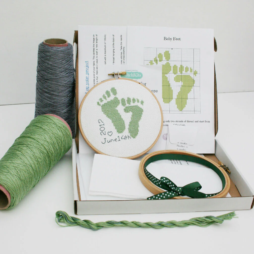 Pink 'Baby Feet' Cross Stitch Hoop Kit - Image 7