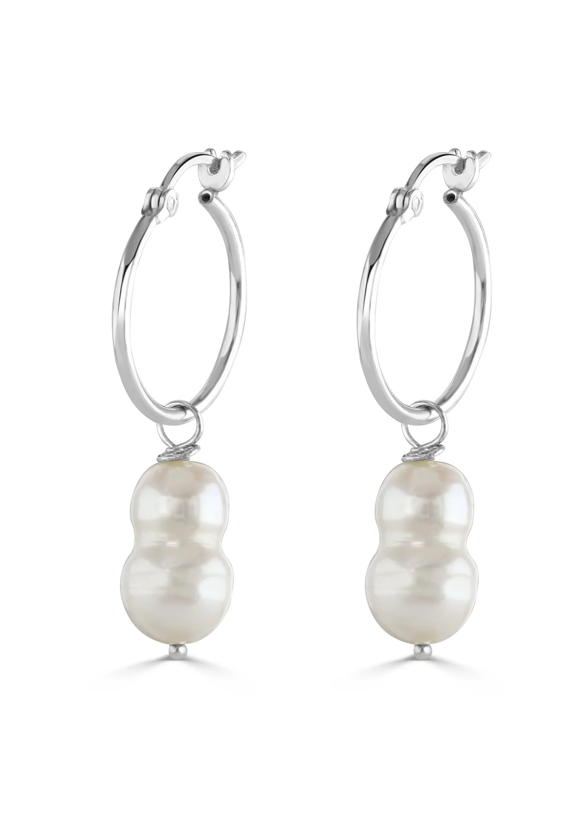 Baroque Pearl Hoop Earrings - Image 10